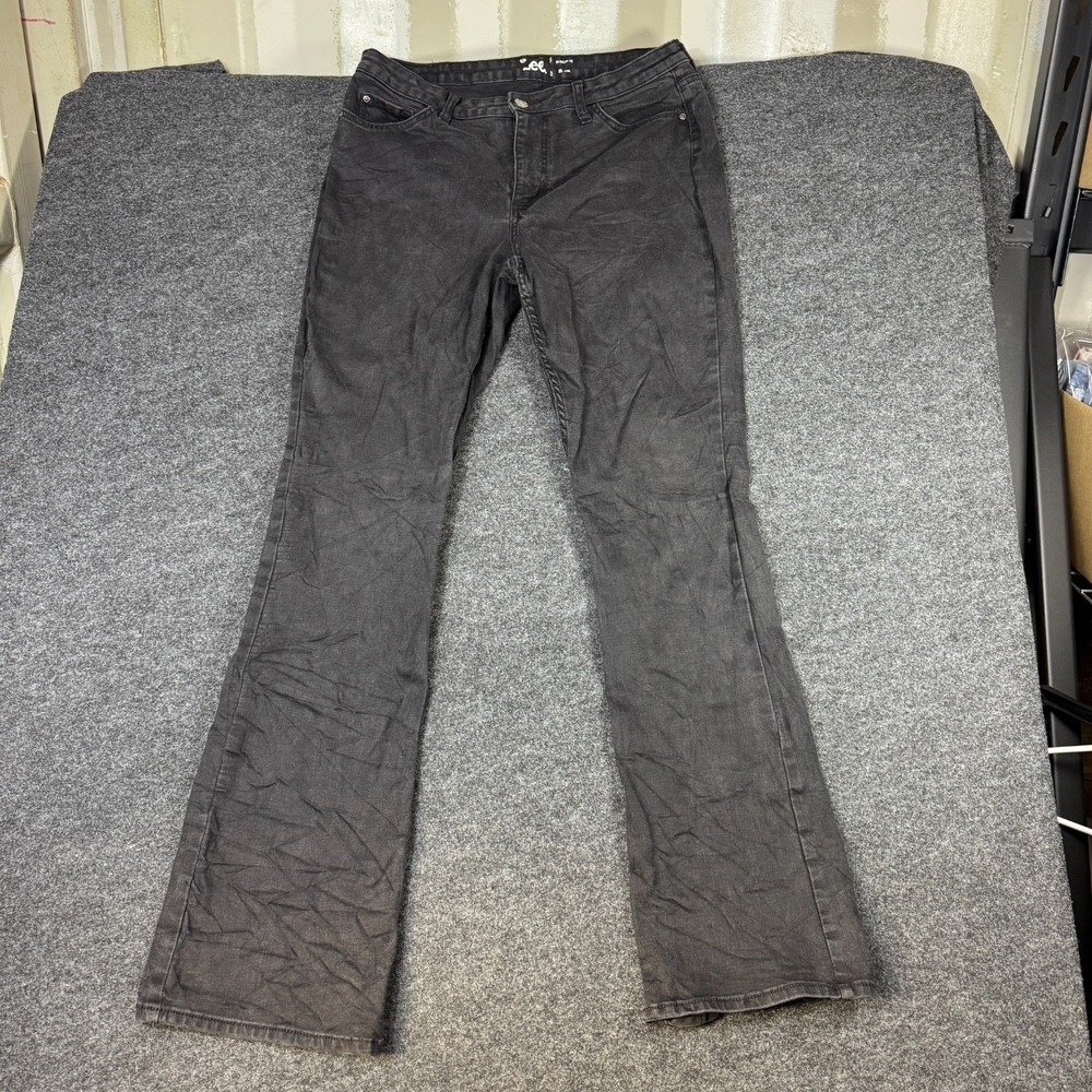 Lee Jeans Womens 14L Black Denim Cotton Stretch Dark Wash Streetwear Zip Fly